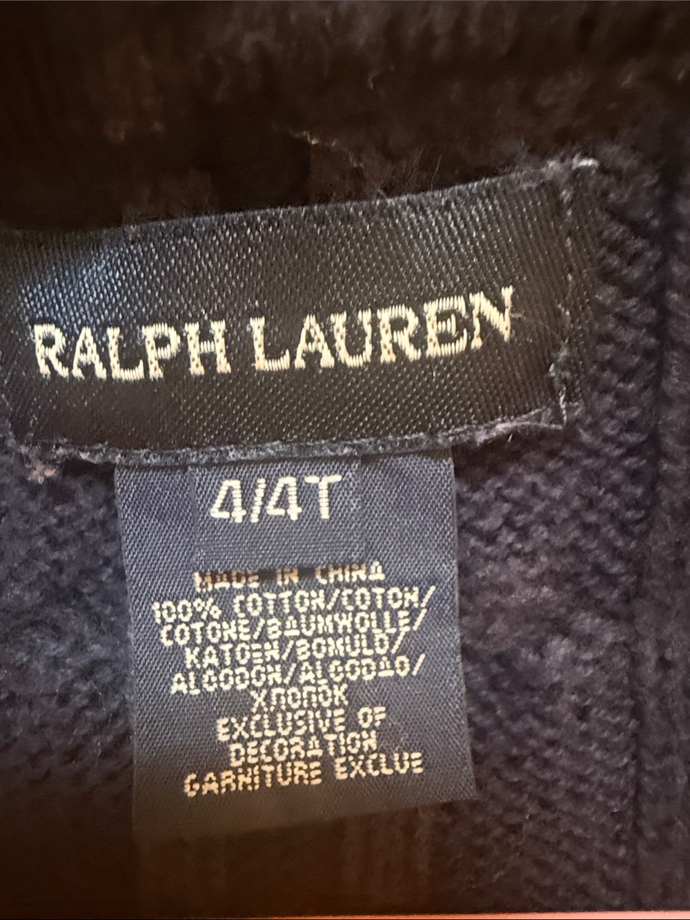 Ralph Lauren Girls Navy Cable Knit Zip Hoodie Cardigan - Picture 3 of 3